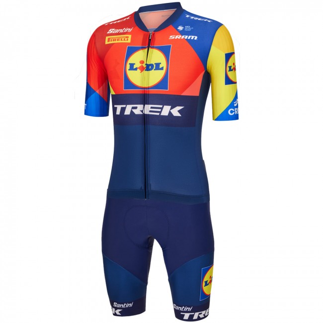 Bekleidung Herren Santini Lidl Trek 2025 Aero Roadsuit einteiler Bekleidung Herren Santini Lidl Trek 2025 Aero Roadsuit einteiler