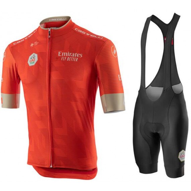 2020 UAE Tour Fahrradbekleidung Kurzamtrikot+Trägerhose kurz Orange 2020 UAE Tour Fahrradbekleidung Kurzamtrikot+Trägerhose kurz Orange