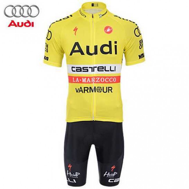 2015 AUDI Fahrradbekleidung Satz Fahrradtrikot Kurzarm Trikot und Kurz Radhose gelb 3V7PQ 2015 AUDI Fahrradbekleidung Satz Fahrradtrikot Kurzarm Trikot und Kurz Radhose gelb 3V7PQ