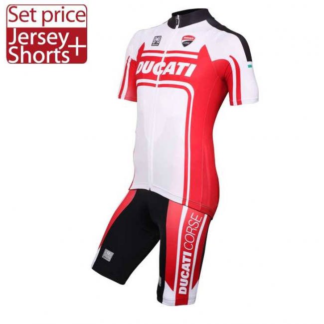 2016 Ducati Fahrradkleidung Radsportbekleidung Kurzarm Trikot+Trägerhose Kurz Rot weiß KZBUB 2016 Ducati Fahrradkleidung Radsportbekleidung Kurzarm Trikot+Trägerhose Kurz Rot weiß KZBUB
