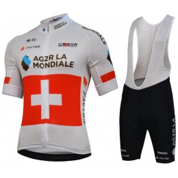 Team Ag2r La Mondiale 2018 Swiss Champion Fahrradbekleidung Radtrikot Satz Kurzarm+Kurz Trägerhose 8DKOM Team Ag2r La Mondiale 2018 Swiss Champion Fahrradbekleidung Radtrikot Satz Kurzarm+Kurz Trägerhose 8DKOM