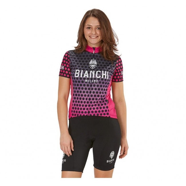 Bianchi Milano Gravina pink Damen Set Fahrradbekleidung Radtrikoten+Kurz Radhose DHGU6 Bianchi Milano Gravina pink Damen Set Fahrradbekleidung Radtrikoten+Kurz Radhose DHGU6