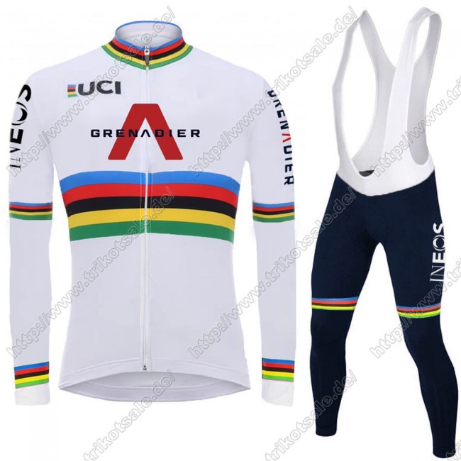 Team INEOS Grenadier UCI World Champion 2021 Herren Fahrradbekleidung Radtrikot Langarm+Lang Trägerhose HUULR Team INEOS Grenadier UCI World Champion 2021 Herren Fahrradbekleidung Radtrikot Langarm+Lang Trägerhose HUULR