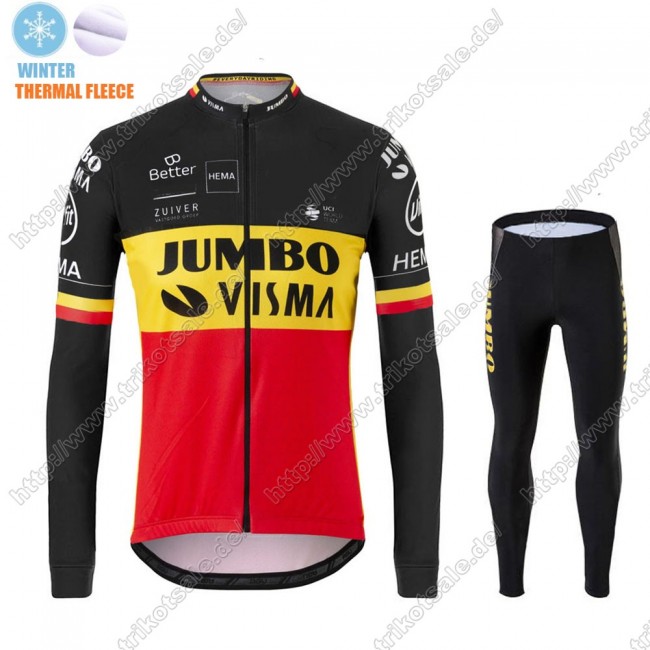 Winter Thermal Fleece Jumbo Visma 2021 Belgium Fahrradbekleidung Radtrikot Langarm+Lang Trägerhose JPZRK Winter Thermal Fleece Jumbo Visma 2021 Belgium Fahrradbekleidung Radtrikot Langarm+Lang Trägerhose JPZRK