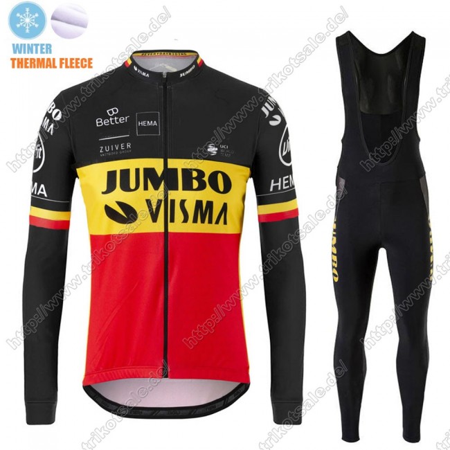 Winter Thermal Fleece Jumbo Visma 2021 Belgium Fahrradbekleidung Radtrikot Langarm+Collant Cycliste FUQWH Winter Thermal Fleece Jumbo Visma 2021 Belgium Fahrradbekleidung Radtrikot Langarm+Collant Cycliste FUQWH
