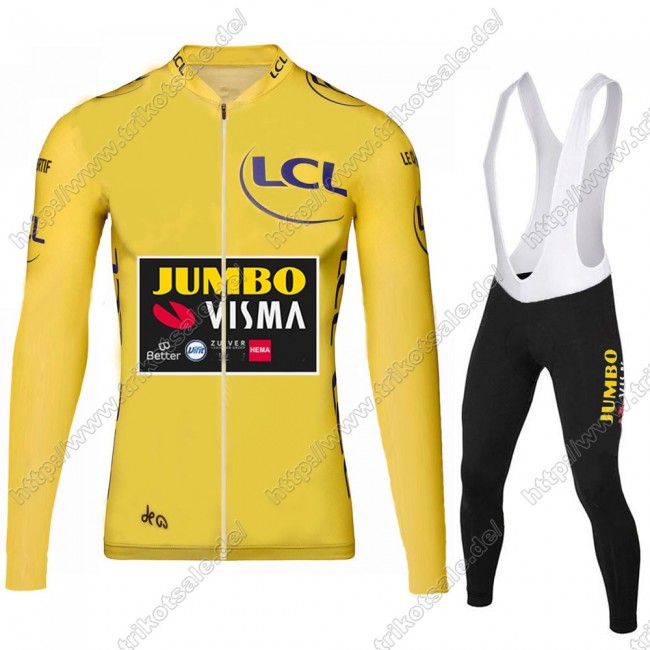 Jumbo Visma 2021 Tour De France Fahrradbekleidung Radtrikot Langarm+Lang Trägerhose WYRIC Jumbo Visma 2021 Tour De France Fahrradbekleidung Radtrikot Langarm+Lang Trägerhose WYRIC
