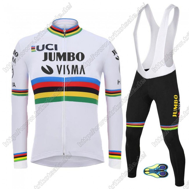 Team Jumbo Visma UCI World Champion 2021 Fahrradbekleidung Radtrikot Langarm+Lang Trägerhose WHHYM Team Jumbo Visma UCI World Champion 2021 Fahrradbekleidung Radtrikot Langarm+Lang Trägerhose WHHYM