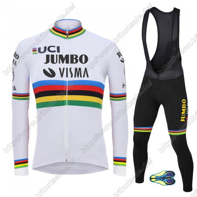 Team Jumbo Visma UCI World Champion 2021 Fahrradbekleidung Radtrikot Langarm+Lang Trägerhose GBQZR Team Jumbo Visma UCI World Champion 2021 Fahrradbekleidung Radtrikot Langarm+Lang Trägerhose GBQZR