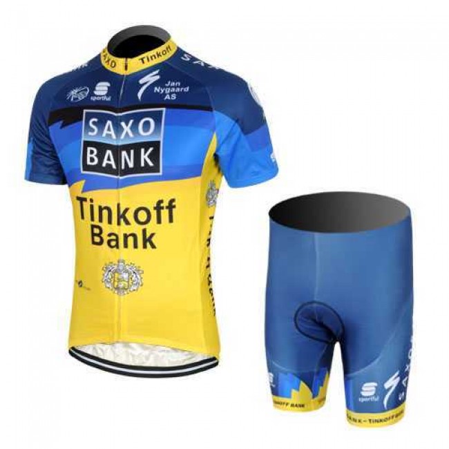 2013 Saxo Bank Tinkoff Pro Team Radbekleidung Radtrikot Kurzarm und Fahrradhosen Kurzje blau gelb GR8Q1 2013 Saxo Bank Tinkoff Pro Team Radbekleidung Radtrikot Kurzarm und Fahrradhosen Kurzje blau gelb GR8Q1