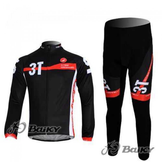 Castelli 3T Fahrradbekleidung Set Langarmtrikot+Lange Radhose Schwarz 1R527 Castelli 3T Fahrradbekleidung Set Langarmtrikot+Lange Radhose Schwarz 1R527