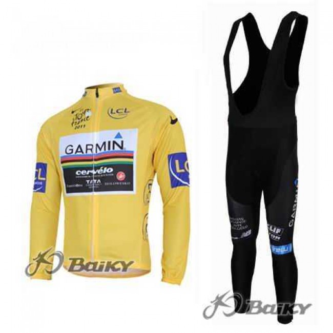 Garmin Cervelo Pro Team Fahrradbekleidung Set Langarmtrikot+Lange Trägerhose gelb F3L9Z Garmin Cervelo Pro Team Fahrradbekleidung Set Langarmtrikot+Lange Trägerhose gelb F3L9Z