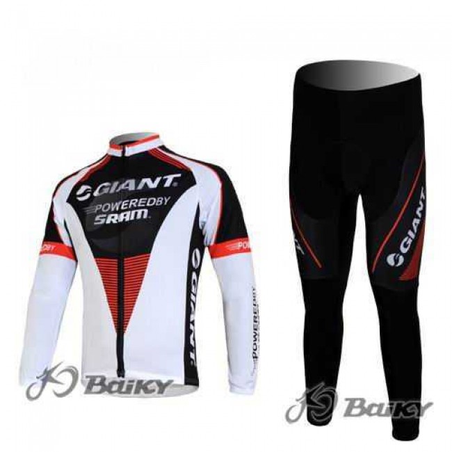 Giant Sram Pro Team Fahrradbekleidung Set Langarmtrikot+Lange Radhose weiß Schwarz Rot 0P3YC Giant Sram Pro Team Fahrradbekleidung Set Langarmtrikot+Lange Radhose weiß Schwarz Rot 0P3YC