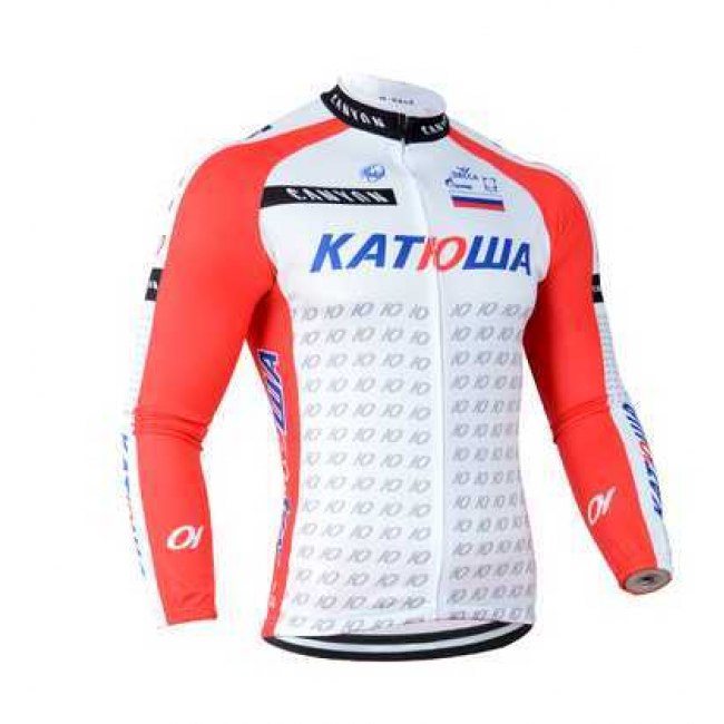 2014 Katusha Fahrradbekleidung Radtrikot Langarm Rot weiß AIQDR 2014 Katusha Fahrradbekleidung Radtrikot Langarm Rot weiß AIQDR
