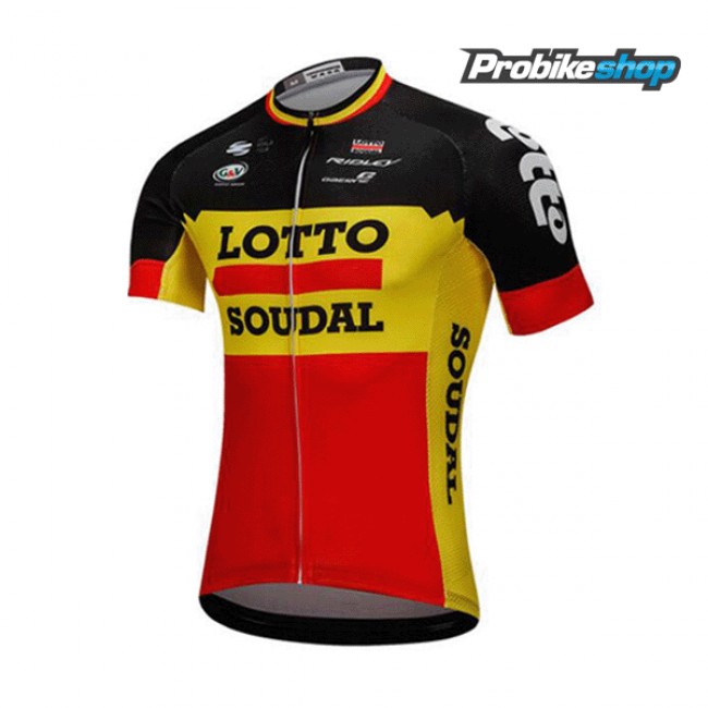 2018 Lotto Soudal Schwarz gelb Rot Fahrradbekleidung Radtrikot Langarm HMLDV 2018 Lotto Soudal Schwarz gelb Rot Fahrradbekleidung Radtrikot Langarm HMLDV