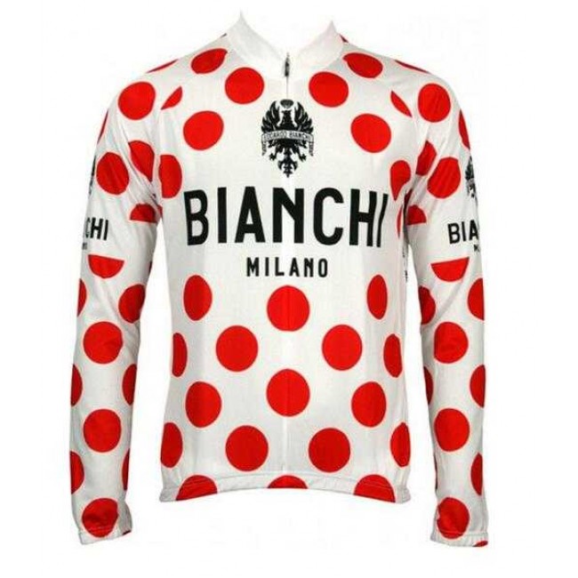 2016 BIANCHI-MILANO POLKA DOT Fahrradbekleidung Radtrikot Langarmen Rot ZQJTH 2016 BIANCHI-MILANO POLKA DOT Fahrradbekleidung Radtrikot Langarmen Rot ZQJTH