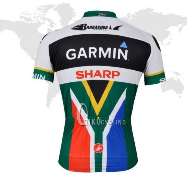 2013 Garmin Sharp Barracuda Sudafrica kampioen Set wielershirts Korte mouw Schwarz grün QNIIN 2013 Garmin Sharp Barracuda Sudafrica kampioen Set wielershirts Korte mouw Schwarz grün QNIIN
