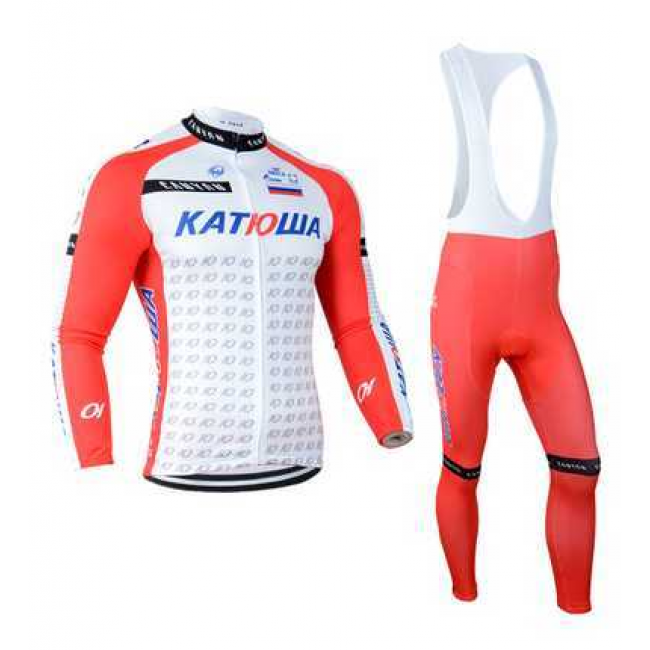 2014 Katusha Fahrradbekleidung Set Langarmtrikot+Lange Trägerhose Rot weiß W6A2L 2014 Katusha Fahrradbekleidung Set Langarmtrikot+Lange Trägerhose Rot weiß W6A2L